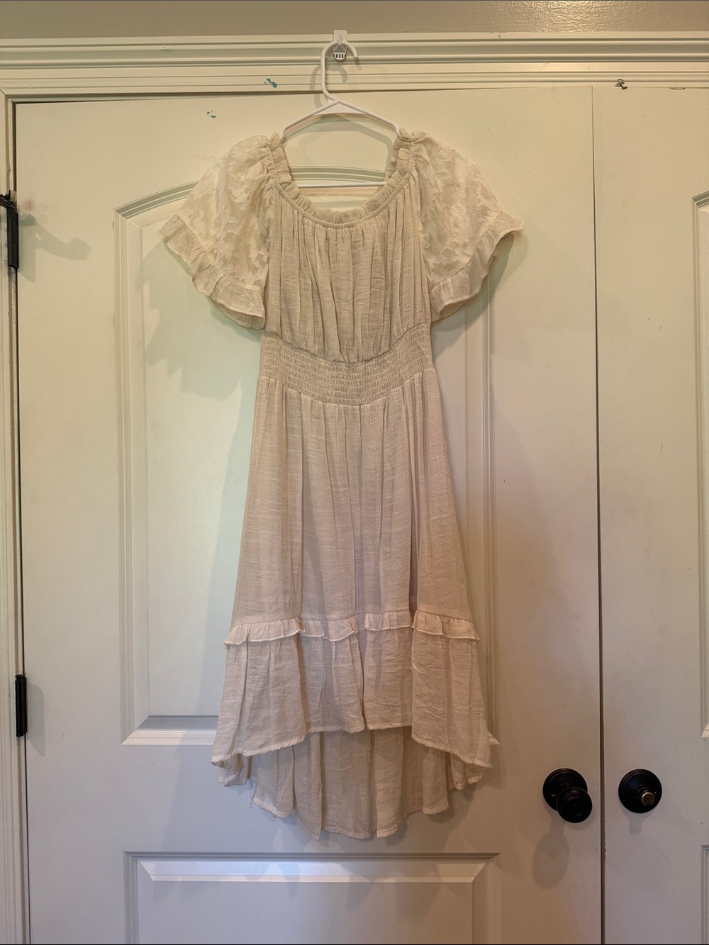 Beige Flowy Midi Dress